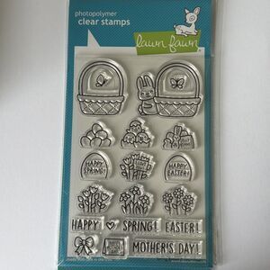 Lawn Fawn Spring Basket Clear Stamps & Lawn Cuts Die Set LF3658 LF3659 Easter